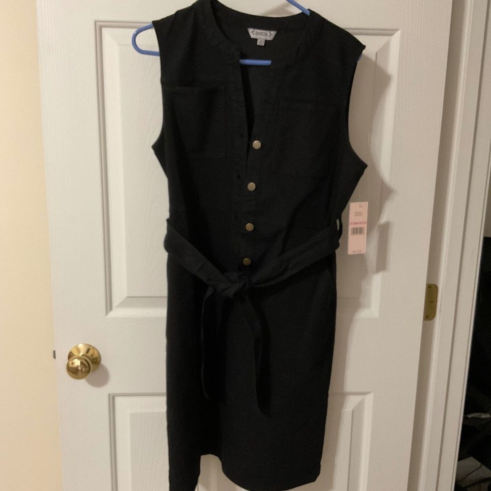 Nanette Lepore Sleeveless Denim Button Down Mini Dress Black Size 10 - Picture 2 of 10